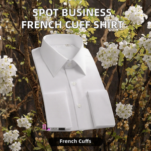 Chemise habillée pour homme à poignets mousquetaires, manches longues, col rabattu, tissée, pour tenue de soirée ou d'affaires formelle - Product Image 2