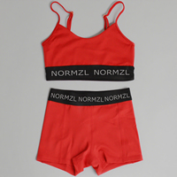 Tenue d'entraînement personnalisée avec logo, haut court et short de sport rouge pour enfants, vêtements de sport pour club de danse