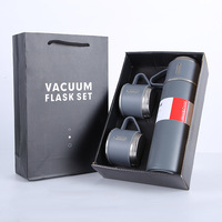 Ensemble de thermos isothermes en acier inoxydable 500 ml avec 3 tasses, emballage cadeau, compatible lave-vaisselle, pour le camping en plein air