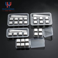 Glaçons réutilisables en acier inoxydable 304 avec logo personnalisé, pierres à whisky avec pince pour bar, bière, scotch, vodka