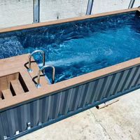 Piscine Conteneur Maritime Préfabriquée Extérieure Hors Sol en Acrylique, Fibre de Verre et PRV, 18FT 20FT, Fabrication en Usine sur Mesure en 20 Jours