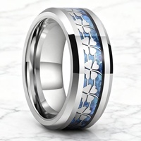 Guangzhou Trendige Modische Ringe 8mm Wolfram Vergoldeter Ring Paar-Ehering Herrenring mit Zirkon-Einlage Glücksbringer Vierblättriges Kleeblatt