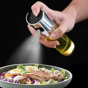 Portable Kitchen Baking Utensils Glass Spray Bottle Stainless Steel Cooking 100ML Olive Oil Sprayer Bottle For Cooking