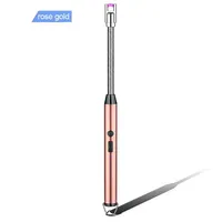 Briquet électrique USB rechargeable long pour cuisinière, coupe-vent, LED, arc plasma, sans flamme, bougie, briquets BBQ inhabituels, extérieur