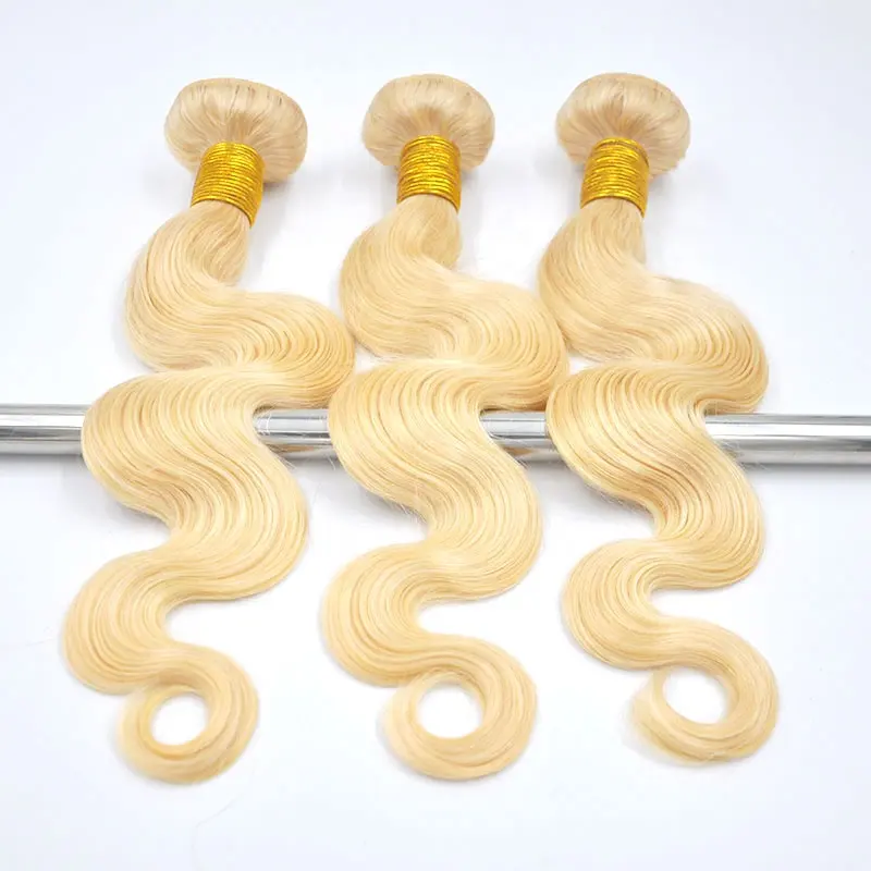613 paquets de cheveux brésiliens vierges de corps blond, vente en gros de cheveux alignés de cuticule vierge brésilienne crue, vendeurs d'extensions de cheveux humains