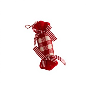 Boules de Noël en mousse imprimées en sérigraphie à rayures rouge et blanches motif canne à sucre et à carreaux, pendentifs montgolfières et décorations d'arbre - Product Image 6
