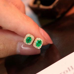 Pendientes de Oro de 18K Xinfly con Esmeralda Natural de 0.40ct y Diamante de 0.10ct, Joyería de Moda de Alta Calidad - Product Image 2