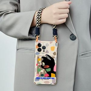 เคสโทรศัพท์แบบนิ่มสำหรับแมวทุกตัวเหมาะสำหรับ <span class=keywords><strong>iPhone</strong></span> 17 16 15 Pro เคสโทรศัพท์มีโซ่นิรภัยที่ทนทานแขวนในแนวทแยงมุม - Product Image 1
