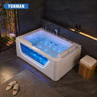 Baignoire de massage à remous autoportante en acrylique pour 2 personnes, 40 jets, capacité de 50 à 59 gallons, design moderne inclus, pour usage hôtelier de luxe
