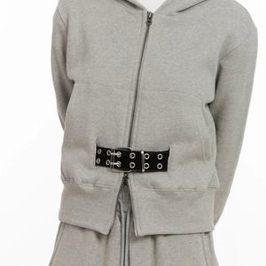 Conjunto de Sudadera con Capucha Corta con Cremallera y Falda Maxi Cargo con Abertura Frontal para Mujer, con Logotipo Personalizado OEM de Alta Calidad - Product Image 2