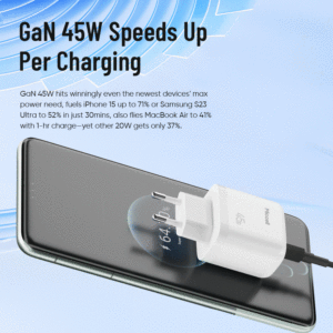 Chargeur rapide Miccell EU Plug 45W PD3.0 2 ports avec protection SCP et OTP pour téléphones mobiles, ordinateurs portables et tablettes - Product Image 6