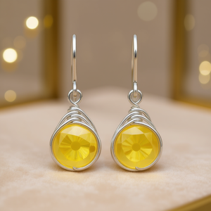 Orecchini Classici a Goccia in Citrino Giallo con Montatura in Argento 925 e Tecnologia di Intarsio per Uso Quotidiano Femminile E3022 - Product Image 2
