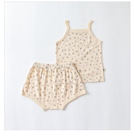 Ensemble de vêtements d'été unisexe pour bébés et enfants Vêtements sans manches pour nouveau-nés en coton Ensemble deux pièces pour nouveau-nés
