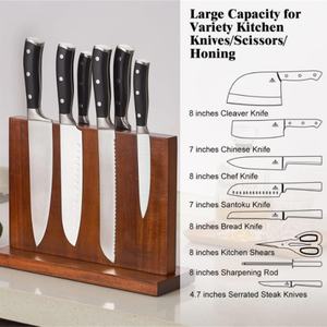 Porte-couteaux magnétique en bois d'acacia, support à couteaux de cuisine magnétique double face - Product Image 4