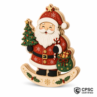 Figurine de jouet à bascule de Noël découpée au laser en contreplaqué de peuplier personnalisée pour cheminée, étagère, décoration de salon, cadeau, conforme CPSC, DDP