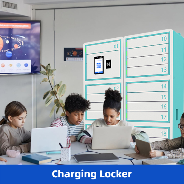 Intelligent Mobile Phone Laptop Charging Locker with 10-inch Android Screen API Interface and 65W PD Fast Charging Kiosk