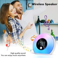 Réveil numérique intelligent moderne en ABS avec LED, fonction snooze, lumière du lever du soleil, contrôle par interrupteur, piles incluses, 5V, certifié ROHS, pour enfants et adultes