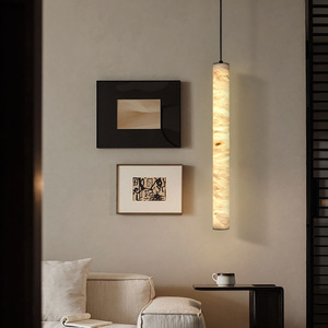 Lámpara colgante de mármol, cilindro largo, LED, para dormitorio, sala de estar, comedor - Product Image 3