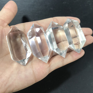 Cột tinh thể màu trắng tự nhiên, cột đôi tinh thể màu trắng trong hình dạng của kim cương tinh thần lấp lánh - Product Image 1