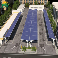 Structure de carport solaire modulaire de type T, cadre en acier anodisé pour parkings à double rangée, projets d'installation photovoltaïque commerciaux
