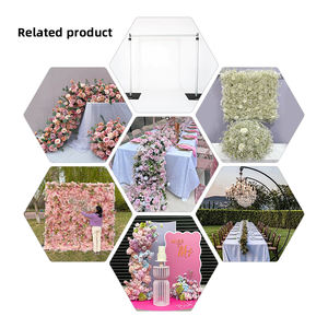 Janji dekorasi pernikahan luar ruangan pelari bunga merah muda buatan sutra panjang - Product Image 5