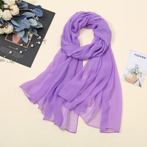 Tamaño personalizado Color sólido Georgette bufanda de seda amor nombre Europa niñas fiesta regalo rojo púrpura boda bufanda - Product Image 1