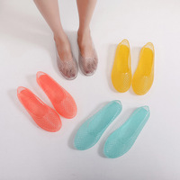 Sandales plates pour femmes, style ballerine en gelée, bout rond fermé, ajourées, à enfiler, chaussures d'été décontractées pour la plage, confortables, légères et antidérapantes