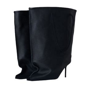 Bottines à talon haut pour femmes, bout pointu, mi-mollet, super grandes, hauteur mi-cuisse, largeur confortable, talons fins, chaussures amples - Product Image 4