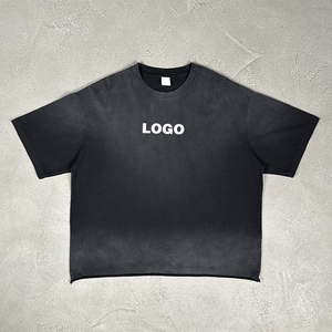 T-shirt Boxy da Uomo in <span class=keywords><strong>Cotone</strong></span> Pesante 280gsm 100% con Bordo Grezzo, Manica Corta, Lavaggio Acido, Stile Vintage Personalizzato, Streetwear - Product Image 2
