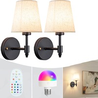 Lampe murale en tissu LED rechargeable avec télécommande sans fil et commande tactile, applique murale à intensité variable, lampe murale de luxe à piles