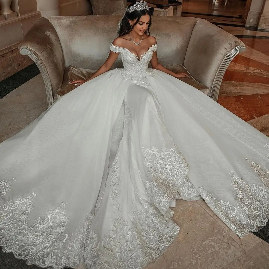 sheer mermaid dress Sheer Long Sleeves Illusion Neck Mermaid Dress with Slit – HAREM's Brides