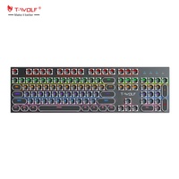 Clavier mécanique filaire T-WOLF T75 Punk, touches rondes, rétroéclairage RGB, clavier complet pour le jeu et le bureau