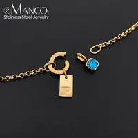 EManco - Collares de Acero Inoxidable Minimalistas de Lujo con Colgante de Circonita Cúbica con Nombre Personalizado para Mujer, Alfabeto Completo, Dropshipping
