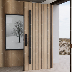 Yohome Chất lượng cao bên ngoài hiện đại dọc ván thiết kế gỗ rắn pivot cửa gỗ cửa trước để nhà riêng - Product Image 4