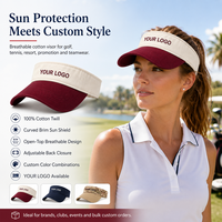Casquette de soleil respirante en coton pur avec logo personnalisé SHINY Premium pour le tennis, le golf et les sports, avec emballage de marque tout-en-un