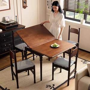 Foldable Solid Wood Square Dining <b>Table</b> Vintage Two-tone For Small Homes Dining Room - Product Image 3