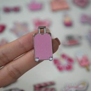 Autocollants pour téléphone en émail dur rose mignon et féminin, motifs pinceau de maquillage, brillant à lèvres, nœud, clapperboard de voyage, avec colle 3M - Product Image 4