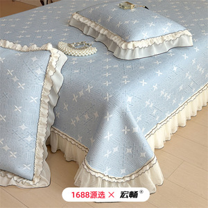 Hongchang Ice Silk Cooling Mat 3-Piece Set Princess Style Lace Bed Skirt Summer <b>Bedding</b> 1.5m 1.8m Bed - Product Image 1