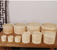 Panier à vapeur en bambou en bois fait à la main à 2 niveaux d'ustensiles de cuisine naturels de vente chaude