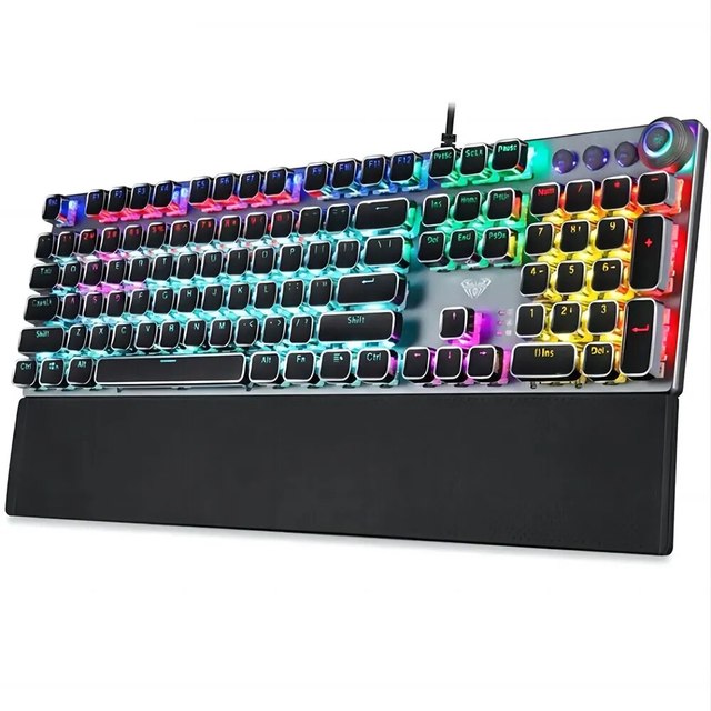 F2088 Mechanical Gaming Keyboard Anti-ghosting 104 Plating Blue Switch Wired Mixed Backlit Keyboard for Game Laptop PC