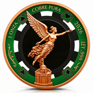 Pièce de collection de luxe en cuivre .999 de 1 oz, gravée en 3D et imprimée UV, motif déesse ailée, jeton de poker, badge Liberté, Mexique - Product Image 1