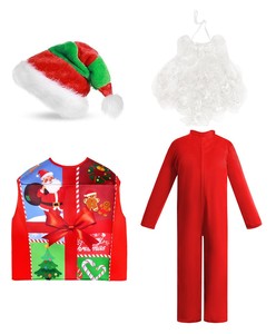 Costume pour enfants, garçons et filles, tenue de fête, boîte cadeau, cadeau amusant, Noël, fête de fin d'année, cosplay, imprimé Père Noël - Product Image 6