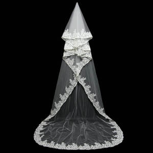 Qushine-velo de novia de 3m, personalizado, varios estilos, largo, de encaje, para boda - Product Image 2