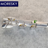 MORESKY Alto Flute 16 Holes G Tuning Silver Plated Cupro-Nickel Body E Mechanism Two Mouthpiece/Antique Classic Colors OEM