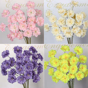 ดอกกุหลาบคาดินประดิษฐ์ 3 หัว สีม่วง สำหรับตกแต่งงานแต่งงาน ก้านเดี่ยว ทำจากพลาสติกและผ้า - Product Image 4