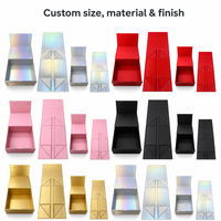 Boîte cadeau magnétique holographique pliable, boîte en carton rigide irisée à plat, logo personnalisé