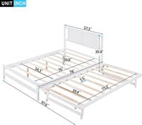 Lit plateforme double en bois massif de pin moderne, certifié écologique, couleur personnalisable