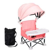 Chaise haute portable pour bébé, siège pliable pour tout-petit avec pare-soleil, plateau d'alimentation, chaise légère pour le jardin, les voyages et l'extérieur