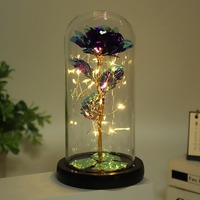 Emballage personnalisé Rose Éternelle Artificielle LED Abat-jour en Verre Décoration de Noël Cadeau de Saint-Valentin des Mères