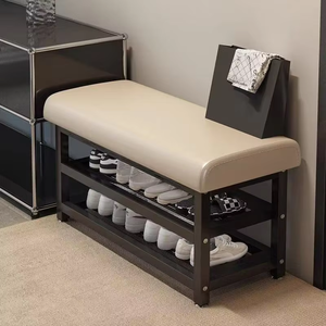 Banc à <span class=keywords><strong>chaussures</strong></span> moderne en fer avec rangement, étagère à <span class=keywords><strong>chaussures</strong></span> multifonctionnelle et siège pour entrée, hall, armoire à <span class=keywords><strong>chaussures</strong></span>, salon - Product Image 2